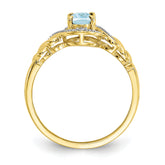 10K Aquamarine and Diamond Ring
